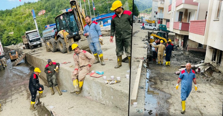 Şanlıurfalı gönüllü işçilerden Bozkurt’taki çalışmalara destek