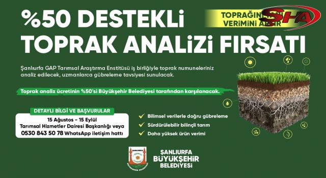 ŞANLIURFA BÜYÜKŞEHİR BELEDİYESİ’NDEN ÇİFTÇİLERE YÜZDE 50 HİBELİ TOPRAK ANALİZİ DESTEĞİ