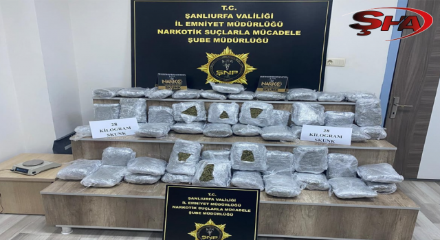 Şanlıurfa’da 28 kilo skunk maddesi ele geçirildi!