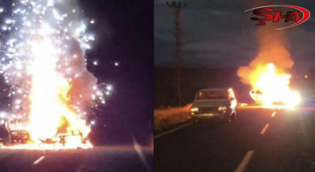 Şanlıurfa'da alev alan otomobil patladı