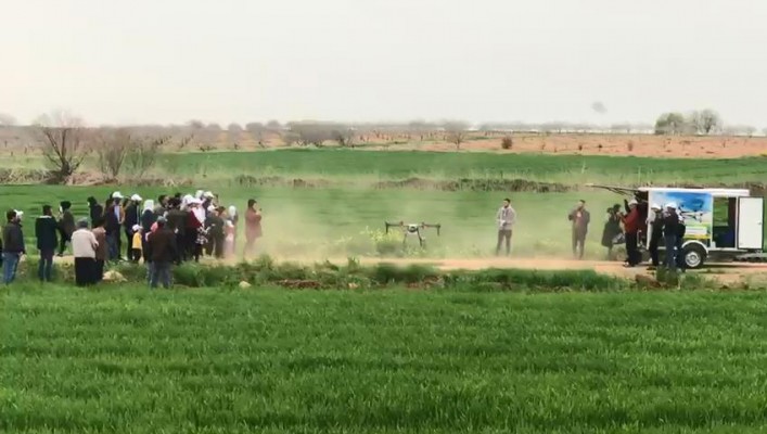 Şanlıurfa’da tarlalar drone ile ilaçlandı