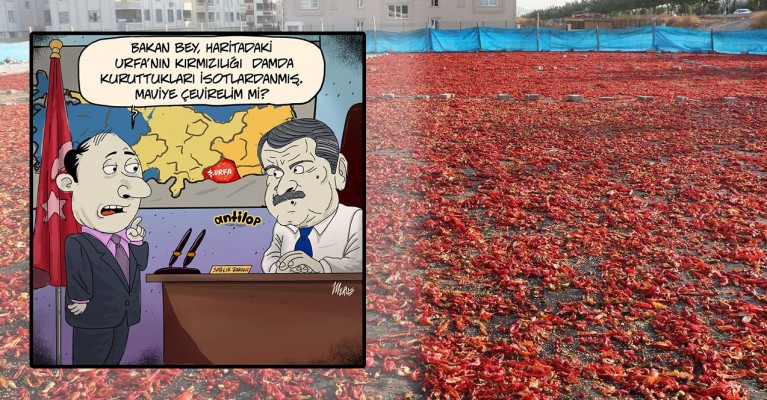 Urfa'nın kırmızılığı karikatüre konu oldu: "Olay farklıymış"